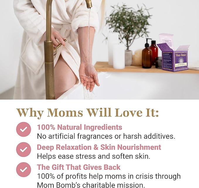 Mom Bomb Lavender Honey Bath Bomb (Shower Steamer) – Essential Oils, Clean Ingredients – Relaxing Aromatherapy Fizz, Skin-Softening – Made in USA - Gift for Women 7 Ounce