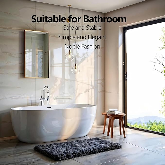 Shower Grab Bar, 2 Pack 24 Inch White Bathroom Safety Bar, 1.25" Diameter 304 Stainless Steel Grab Bars for Bathtubs and Showers, Handicap Shower Grab Bar for Seniors Elderly
