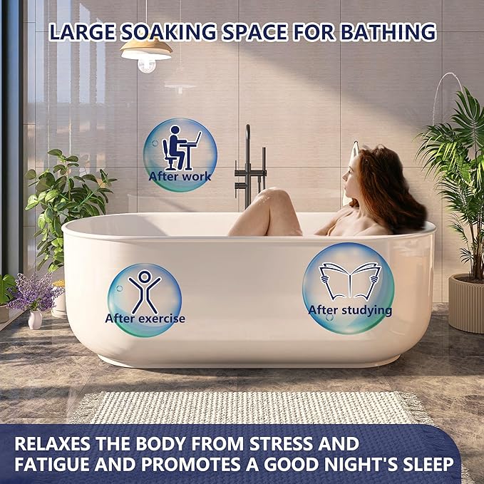 67" Acrylic Free Standing Tub, Stand Alone Tub, Freestanding Bathtub, Soaking Bathtub, cUPC Certified, CY(Glossy White)