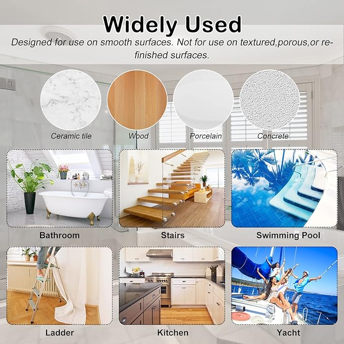 S&X Non-Slip Stickers for Bathtubs & Showers 24-Pack Waterproof Safety Strips, 3/4" x 11" - Fine Grit Grip for Anti-Skid Protection - Clear Adhesive Safety for Shower and Tub