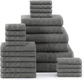 Casa Platino 100% Cotton Bathroom Towels Set – 24 Pc Collection – Plush Ring Spun Towels, Soft & Absorbent, Great for Salon, Spa or Home Use, Includes 6 Towel Types – Ultimate Grey