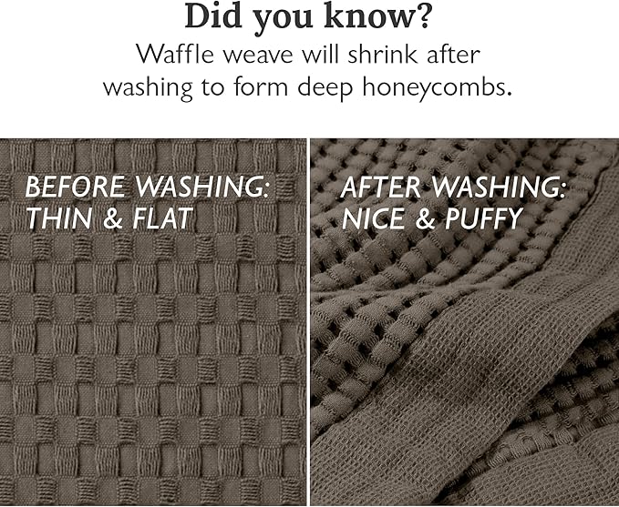 GILDEN TREE Waffle Towels for Bathroom Luxury 100% Cotton Bath Towels, Quick Dry Towel, Thin Super Absorbent Lint Free Shower Towels, Bath Towels Set of 2, Modern Style (Stone)