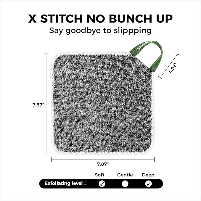 ZOMCHI 2 Count Washcloth, Exfoliating Washcloth for Dead Skin Removal, Dual Sided Exfoliating Washcloths (Deep and Soft)