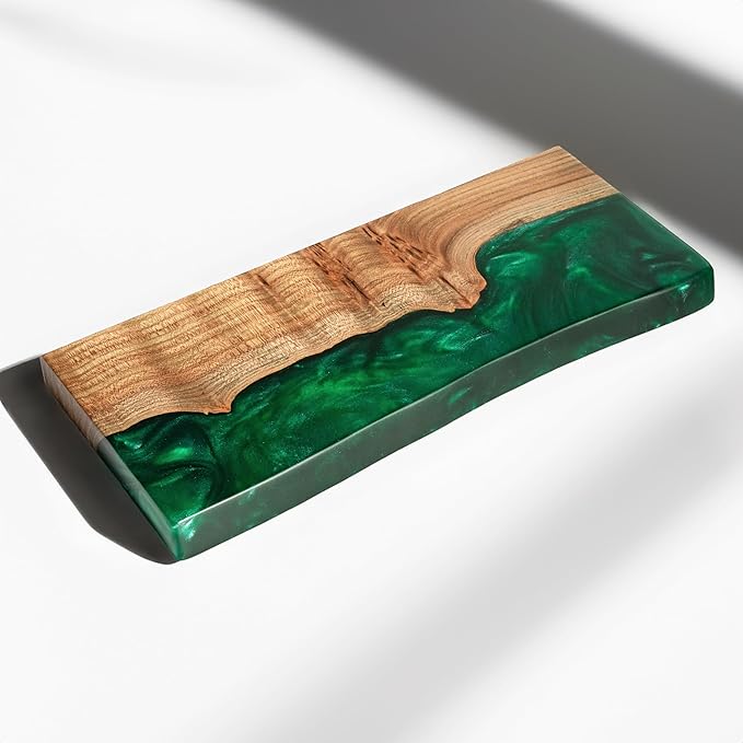 RWA Live Edge Floating Shelf – Unique Wood Floating Shelf for Wall Decor, Living Room, Bedroom, or Bathroom – Stylish Decorative Wall Shelves for Home & Office (Live Edge, Emerald - 16x6)