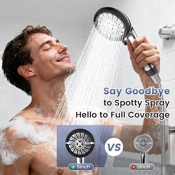 Filtered Shower Head with Handheld, High Pressure 8 Spray Showerhead with Filters & Upgraded Detachable Shower Head, Water Softener Filters Beads for Hard Water -Remove Chlorine