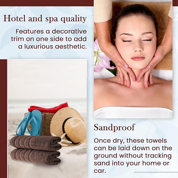 HALLEY Turkish 2 Pack Premium Bath Towels (2 Pieces) 650 GSM Highly Absorbent Super Soft 100% Cotton - 2 Bath Towels (Brown)