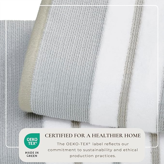 Great Bay Home Decorative Bath Towel Set - Luxury Cotton 6 Piece Towel Set - 2 Bath Towels, 2 Hand Towels, 2 Washcloths - Luxurious, Ultra-Soft, Durable Towels for Bathroom Decor (Grey/Cappuccino)