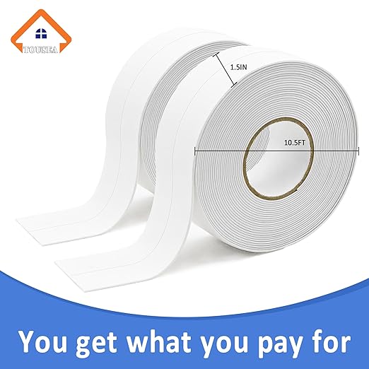 Caulk Tape Self Adhesive,Easy to Install Caulking Tape for Bathroom Peel & Stick Caulking Strip Floor Tile Wallpaper Toilet Tub Shower Wall Trim,Waterproof Caulking Sealing Tape for Bathroom,Toilet