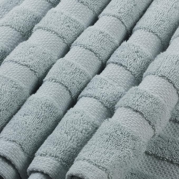 SOFE H&L | Olea Luxury Cotton Turkish Bath Towels Set of 4 Light Blue | Premium, Soft, Durable, Absorbent | Hotel Quality Plush Towels and Thick Towel Sets