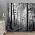 Misty Forest Shower Curtain Black White Foggy Nature Landscape Grey Fantasy Fog Tree Rustic Farmhouse Outdoor Bath Curtain with Hook 106Wx70H Inch