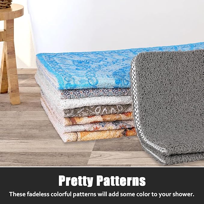 Square Shower Mat Non Slip: 27x27 Inch Extra Large Shower Floor Mat with Drain Hole in Middle - Soft PVC Loofah Bath Mat for Shower - Anti Slip Shower Stall Mat for Elderly and Kids