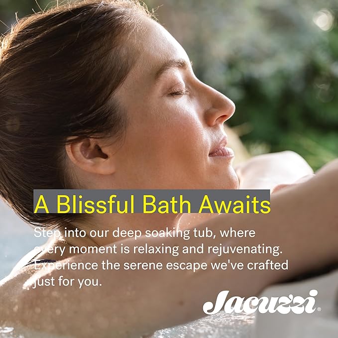 JACUZZI SIGNATURE Acrylic Skirted Soaking Bathtub, Slip Resistant, Right Drain Placement, 60” (L) x 42” (W), Oval in Rectangle Design, White