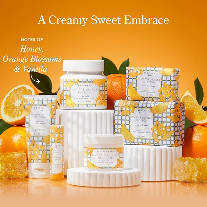 Beekman 1802 Goat Milk Body Soap Bar, Honey & Orange Blossom - Scented - 3.5 oz - Nourishes, Moisturizes & Hydrates - 100% Vegetable Soap - Good for Sensitive Skin - Packaging May Vary