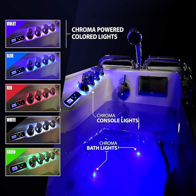 ANZZI Walk-In Whirlpool & Air Tub 27"x53" Left Drain, LED Lights, 30 Jets, Aromatherapy, Chromatherapy, Heater, Faucet & Handheld Shower, White Acrylic Spa Bathtub | 2753WILWD
