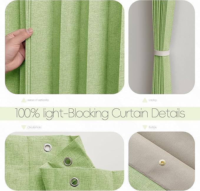 Accordian Door Curtain, 100% Blackout Folding Magnetic Doorway Curtains,Linen Style Closet Doors,for Room Divider,Privacy Protection（W72 x L78,Green,1 Panel）