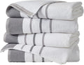 Great Bay Home Decorative Bath Towel Set - Luxury Cotton 4 Pack 54x27 Bath Towel Set - Luxurious, Ultra-Soft, Durable Towels for Bathroom Decor (Dark Grey/Light Grey)