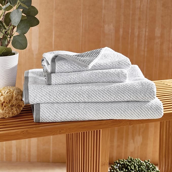 Wellbe 4-Piece Towel Set - Quick Dry, Absorbent, Soft, 2 Bath, 2 Hand, White