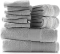 Hearth & Harbor Bath Towels for Bathroom - 100% Ring Spun Cotton Luxury Bathroom Towels - Ultra Soft & Highly Absorbent, Bath Towels Set of 10 - Silver Gray