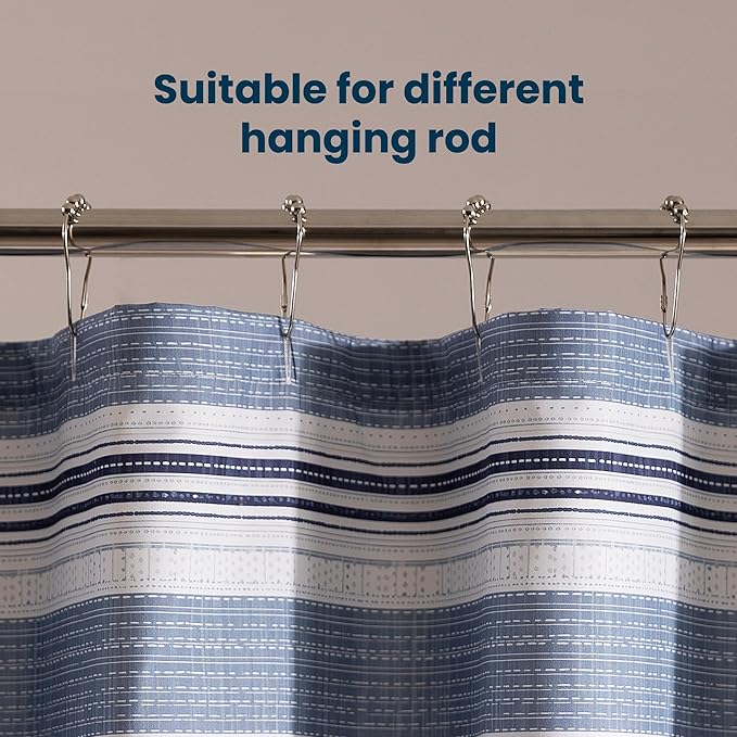 SLEEP ZONE Grey Striped Shower Curtain Waterproof Curtains for Bathroom Decor Bathtub Geometric Shower Curtain 72" × 72"