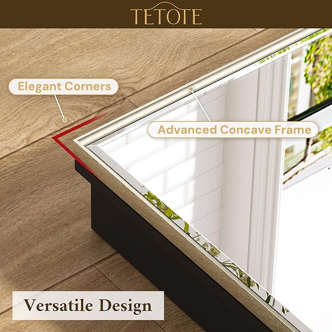TETOTE Brushed Nickel 16" x 24" Recessed Medicine Cabinet Bathroom Mirror with Storage Medicine Cabinet with Beveled Frame Adjustable Shelves Wall-Mounted