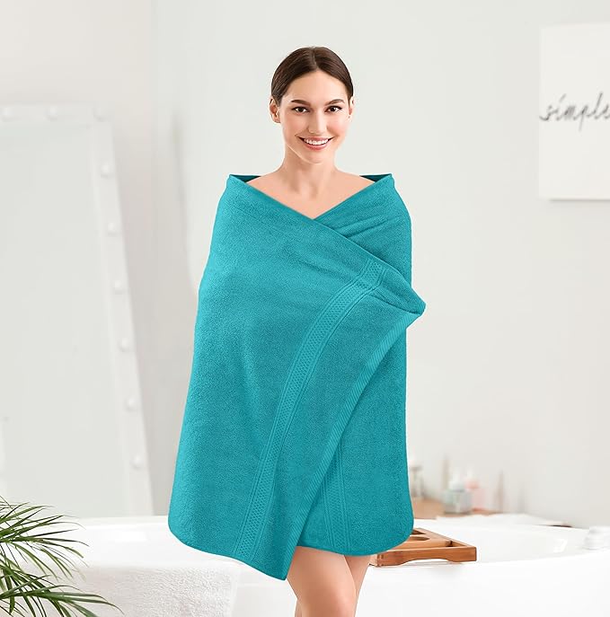 Utopia Towels 4 Pack Premium Bath Towels Set, 27 by 54 Inches, 100% Ring Spun Cotton 600GSM, Lightweight and Highly Absorbent Quick Drying Towels, Perfect for Daily Use, Turquoise