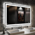 ISKM Framed LED Mirror for Bathroom 48"x32", Dimmable LED Bathroom Mirror with Lights, Anti-Fog, Front and Backlit Lighted Mirror 3-Colors, Shatterproof, Memory Function