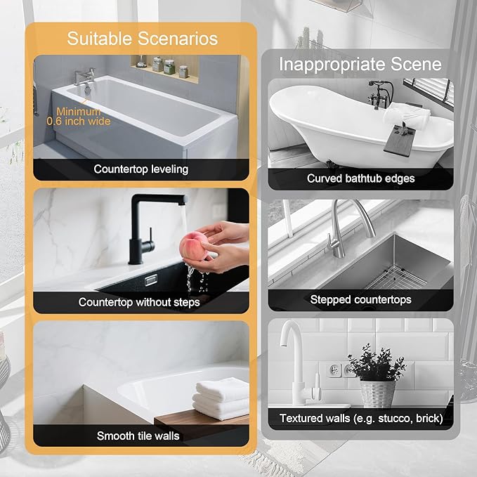 Mofason Silicone Shower Splash Guard, Clear Bathtub Corner Splash Guard, Bathroom Shower Water Guard Can Be Used in Washbasin, Tubs, Sinks Etc - 2Pack