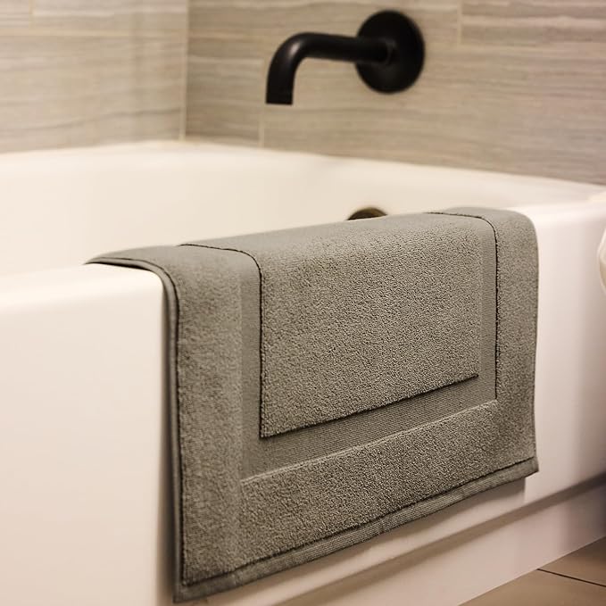 Preston Lane Douro Bath Mat – 100% Cotton, Plush & Absorbent Quick-Dry Bathroom Rug – Hotel-Quality Floor Mat for Shower or Tub, Made in Portugal, Eucalyptus