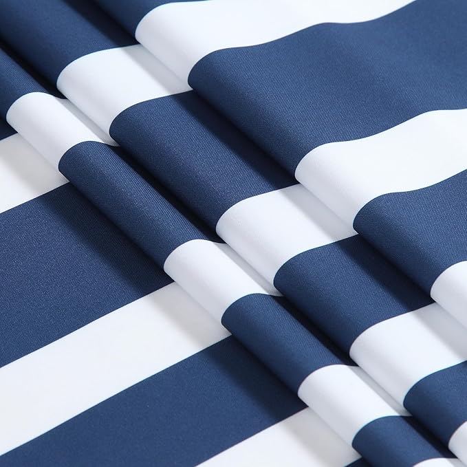 Blue and White Striped Shower Curtain 72x72 Inches, Waterproof Fabric with Modern Gradient Lines, 12 Rustproof Grommets & Weighted Hem