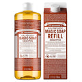 Dr. Bronner's Pure-Castile Liquid Magic Soap Bottle & Refill Carton - Made with Regenerative Organic Certified Oils- 18-in-1 Uses for Face, Body Wash, Hand Soap Refill- Eucalyptus, 32oz + Refill
