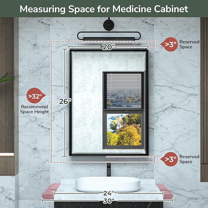 TokeShimi 21x27 Recessed Medicine Cabinet with Mirror Wall Mounted, Aluminum Gold Medicine Cabinet Mirrored, Metal Beveled Mirror with Storage for Bathroom Vanity