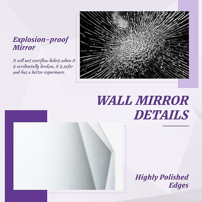 Bathroom Mirror for Wall, 20" x 30" Arched Mirror, Bathroom Vanity Mirrors, Beveled Edge Frameless Wall Mount Vanity Mirrors, Wall Mirror Decorative, Irregular Beveled Edge Mirrors
