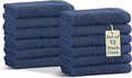 Casa Platino Washcloths Pack of 12 - Spa & Salon Quality - 100% Ring Spun Cotton Face Cloths - Soft & Ultra Absorbent Wash Cloth Set for Body, Beauty, Home, Gym - Fingertip Towels - 13"x13", Navy Blue