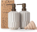 Fun Elements Bathroom Soap Dispenser Set, 16 OZ Ceramic Hand Soap Dispenser for Bathroom, Luxurious Hand and Dish Soap Dispenser Set with Silicone Funnel for Kitchen
