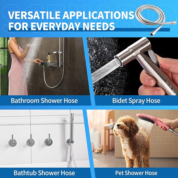 Extra Long Replacement Shower Hose Extension Handheld Shower Head Hose 90 Inches Flexible and Durable with Brass Insert and Nut