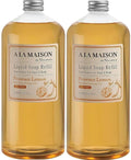 A LA MAISON French Liquid Hand Soap Refill, Provence Lemon - Natural Hand Wash Made with Essential Oils - Biodegradable, Plant-Based, Vegan, Cruelty-Free, Alcohol & Paraben Free (33.8 oz, 2 Pack)
