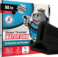 Shower Threshold Water Dam Barrier 98" - Black Collapsible Shower Water Blocker - Shower Guard for Walk in Shower - Water Guard Stopper for Floor - Shower Dam - 1.5" Tall - By Hippo Dam