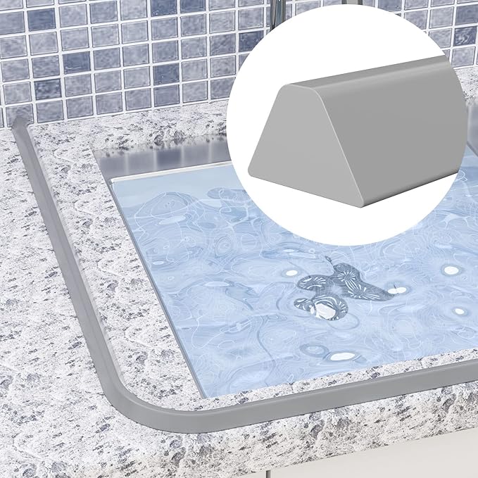 98 Inch Collapsible Shower Water Dam, Shower Threshold Water Dam Shower Barrier, Dry and Wet Separation Door Dam Water Stopper Kitchen Shower Threshold Silicon Water Blocker(Mini Trapezoid)