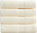 Springtree Home 100% Cotton Bath Towel Set of 4 | Super Soft & Absorbent with Quick-Dry Fibers | 4 Bath Towels | Textured and Durable Cotton | Krista Collection (Cream)