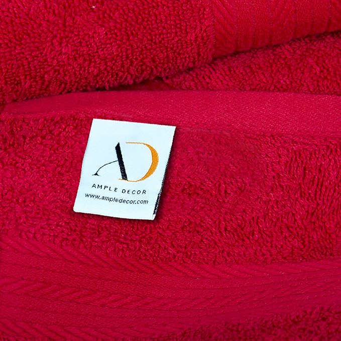Ample Decor Hand Towels for Bathroom 18 X 28 Inch 600 GSM 100% Cotton, Soft Absorbent - 6 Pcs Christmas Red