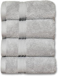 Milara Turkish Super-Plush Wash Cloths Set 4-Piece | Premium 100% Cotton Washcloths Absorbent, Durable with Hanging Loops | Silver Gray Bath Washcloths, (13 x 13 Inch)