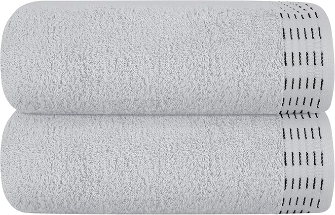 Cotton 2 Pack Oversized Bath Towel Set 28x55 inches, Large Bath Towels, Ultra Absorbant Compact Quickdry & Lightweight Towel, Ideal for Gym Travel Camp Pool - Light Grey