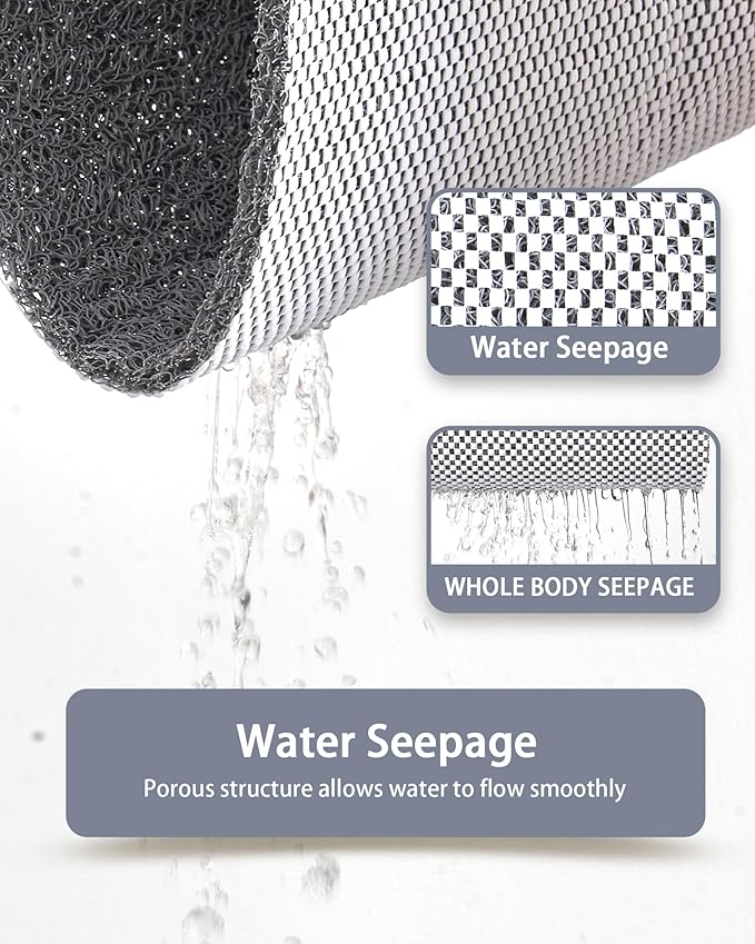 Mecko Square Non-Slip Shower Mats for Inside Shower, Anti-Slip Loofah Bath Mat for Tub and Walk-in Shower, Soft and Comfortable Safety Mat, Quick-Drying (Grey, 24" x 24")