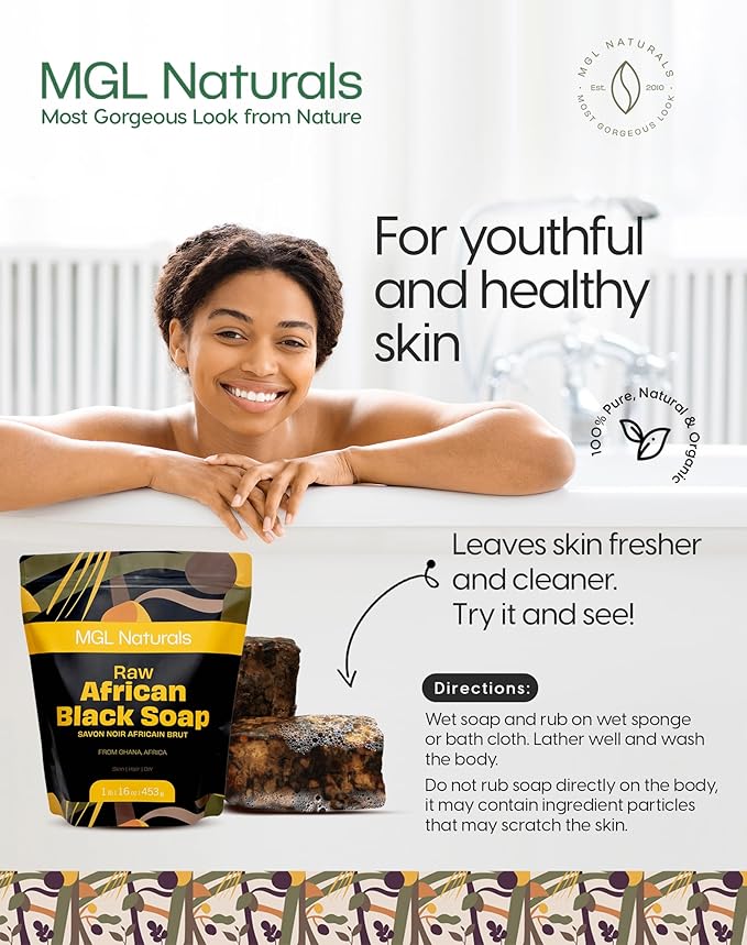 MGL Naturals Raw African Black Soap, 1 lb.