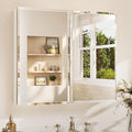 TETOTE 30 x 26 Medicine Cabinet with Tempered Beveled Mirror White Vanity Mirror with Storage Aluminum Cabinet DTC Hinges, Stepless Adjustable Shelves, Recessed/Surface-Mounted