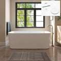 FerdY Maui 67" Acrylic Freestanding Bathtub, Contemporary Elegant Design Soaking Tub with Polished White Drain and Minimalist Linear Design Overflow, Easy to Install