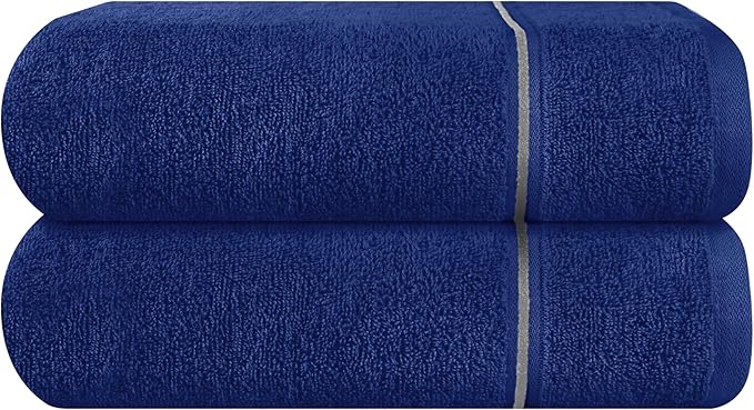 MyOwn Cotton 2 Pack Oversized Bath Towel Set 28x55 inches, Large Bath Towels, Ultra Absorbant Compact Quickdry & Lightweight Towel, Ideal for Gym Travel Camp Pool - Navy Blue
