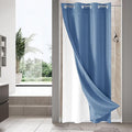 MitoVilla Blue Waffle Small Stall Shower Curtain Liner Set 36 x 74, No Hooks Required Half Size Narrow Fabric Cloth Shower Curtain Set with Snap-in Liner for Modern Bathroom Decor, Moonlight Blue
