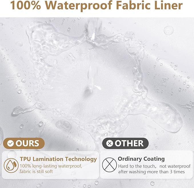No Hook Waffle Weave Shower Curtain Set with Snap-in Fabric Liner and Mesh Top Window,256GSM Heavy Duty Fabric,Khaki Washable Luxury Shower Curtain for Bathroom Stalls (72x75 Inch)