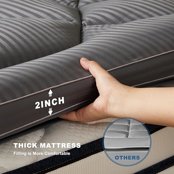 BEDLORE Twin XL Mattress Topper, Thick Pillow Top Pad for Back Pain Relief, Cooling Soft Mattress Cover with Deep Pockets 6-15 inch